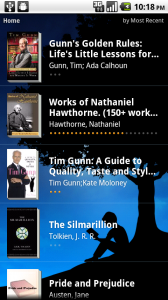 Kindle for Android homescreen