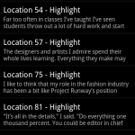Kindle for Android notes and marks