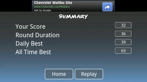 Traffic Rush summary screen